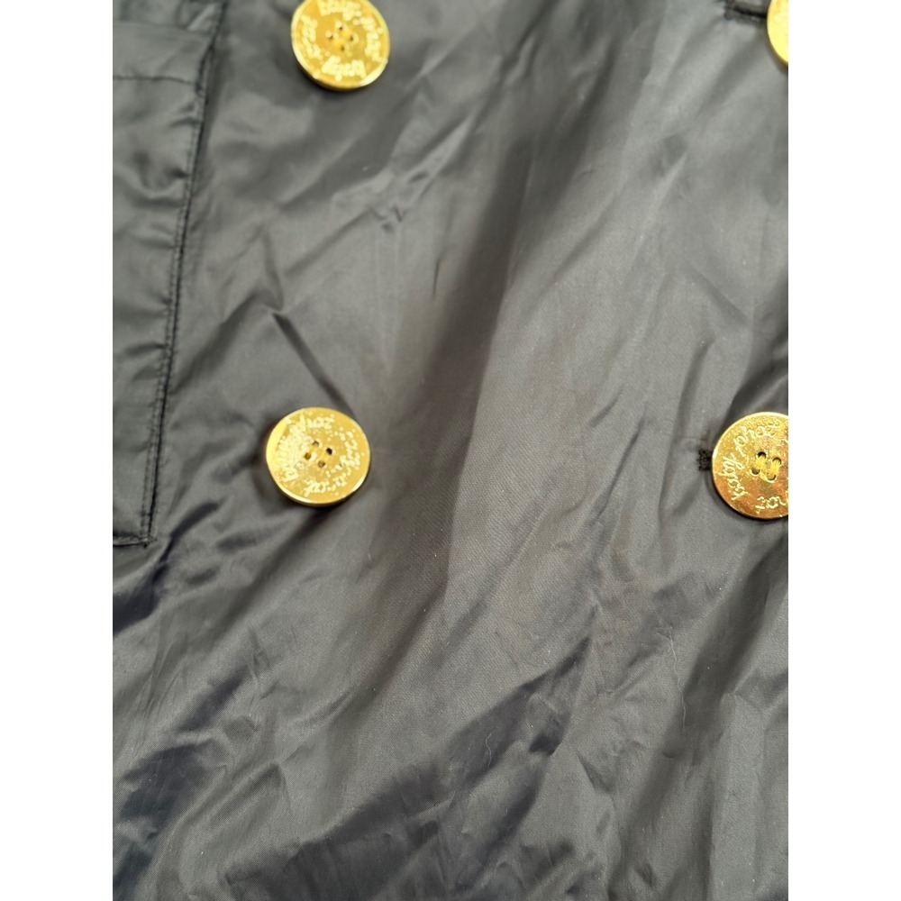 Baby‎ Phat Black Trench Coat Gold Logo Buttons Red Leopard Lining Y2K Womens Med - Picture 2 of 7